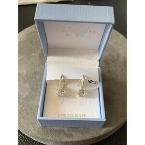 Tabitha Webb Round Solitaire CZ Sterling Gold Tone Silver 925 Earrings